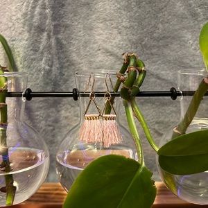 Gold and pink tassel earrings